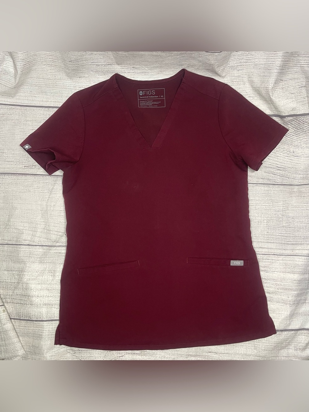 Figs Women’s XS Burgundy Pockets Technical Medical Scrubs